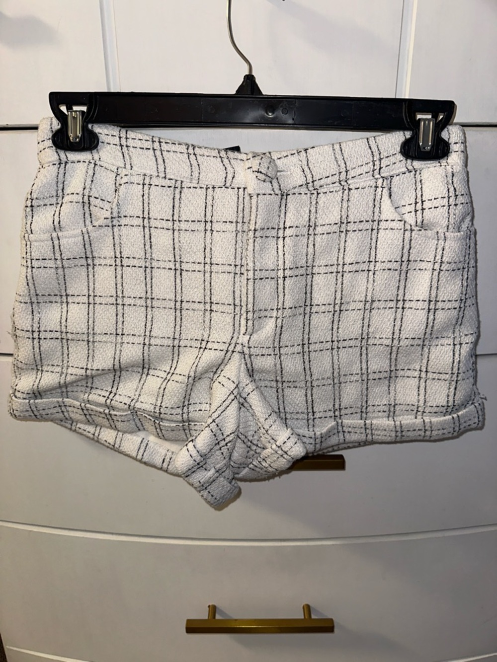 Forever 21 white Plaid High-Waist Tweed Shorts
